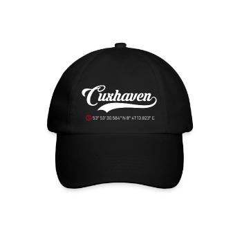 Cuxhaven Koordinaten - Baseballkappe - Schwarz/Schwarz - Vorne