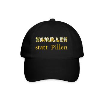 kamillen statt pillen - Baseballkappe - Schwarz/Schwarz - Vorne