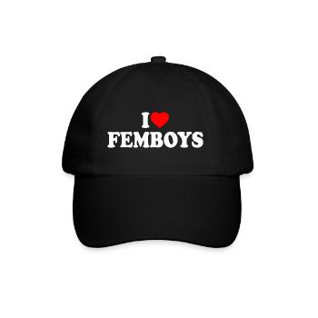 I love femboys - Baseballkappe - Schwarz/Schwarz - Vorne