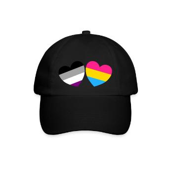 Asexuelle panromantische Herzen - Baseballkappe - Schwarz/Schwarz - Vorne