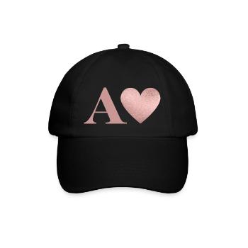 Rose Gold Heart Letter - Baseball Cap - black/black - Front