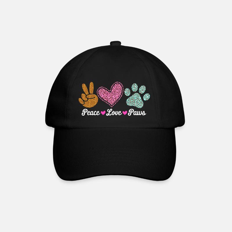 Peace Love Paws Tierliebhaber Design - Baseballkappe - Schwarz/Schwarz