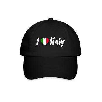 I love Italy Italien Spruch mit Herz Urlaub - Baseballkappe - Schwarz/Schwarz - Vorne
