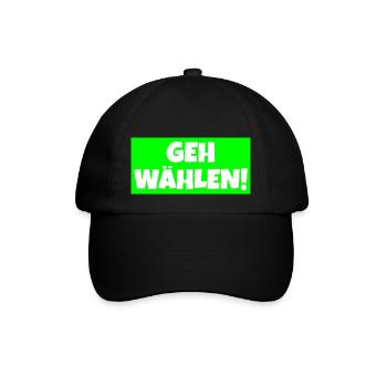 Geh wählen! - Baseballkappe - Schwarz/Schwarz - Vorne