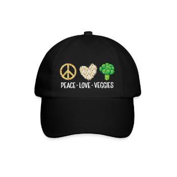 Paix Amour Légumes Végétalien Drôle Véganisme - Casquette classique - noir/noir - Devant
