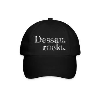 Dessau rockt - Textdesign mit Stadtnamen - Baseballkappe - Schwarz/Schwarz - Vorne