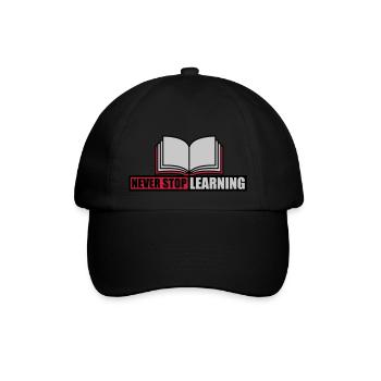 never stop learning Zitat - Baseballkappe - Schwarz/Schwarz - Vorne
