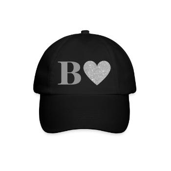 Buchstabe b silbernes Herz - Baseballkappe - Schwarz/Schwarz - Vorne