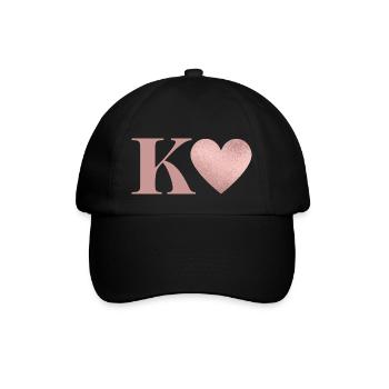 Letter k heart rose gold - Baseball Cap - black/black - Front