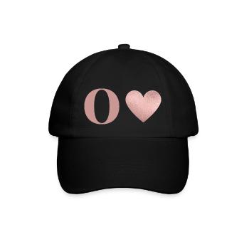 Letter o heart rose gold - Baseball Cap - black/black - Front