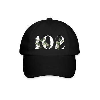 Numéro 102 floral vert - 102e anniversaire floral - Casquette classique - noir/noir - Devant