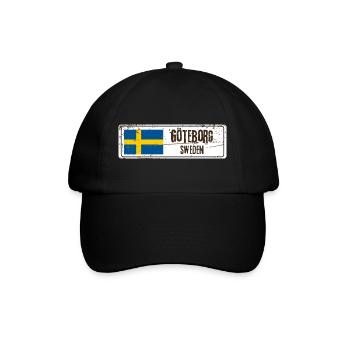 Göteborg Schweden Flagge - Baseballkappe - Schwarz/Schwarz - Vorne