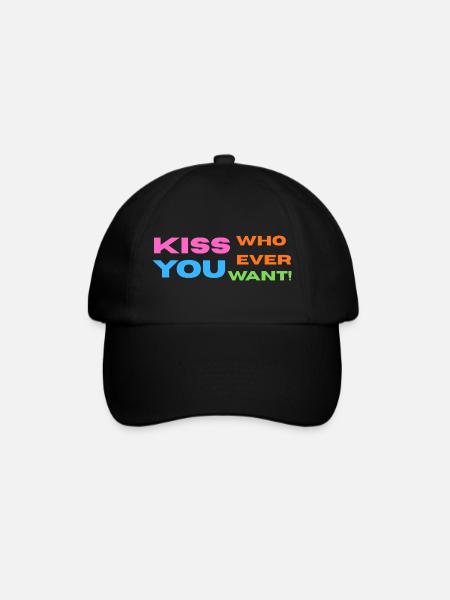 Pride / CSD / LGBTQ+ Design "Kiss" - Baseballkappe - Schwarz/Schwarz