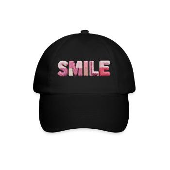 Plush Smile Lettering Patchwork Trend - Baseball Cap - black/black - Front