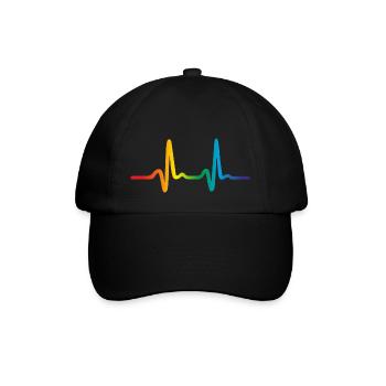 Rainbow Heartbeat, Lgbt Pride Ecg Pulse - Casquette classique - noir/noir - Devant