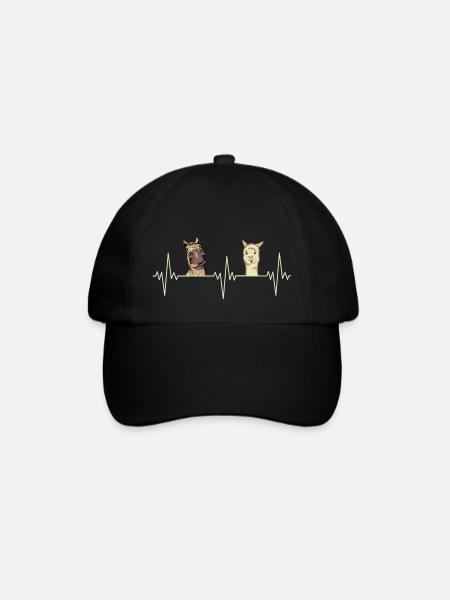 Alpaca Heartbeat Horse Alpaca Gift - Baseball Cap - black/black