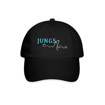 Jungs Mama Schriftzug Handlettering Modern weiß - Baseballkappe - Schwarz/Schwarz - Vorne