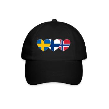 Suède Finlande Norvège Drapeau Cœur - Casquette classique - noir/noir - Devant
