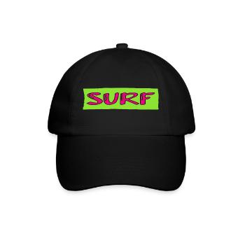 SURFEN. FISCH. STRAND. MEER. OZEAN. HUMOR. FEIERTAG - Baseballkappe - Schwarz/Schwarz - Vorne