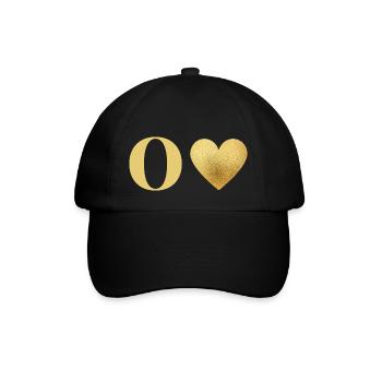 Buchstabe o goldenes Herz - Baseballkappe - Schwarz/Schwarz - Vorne
