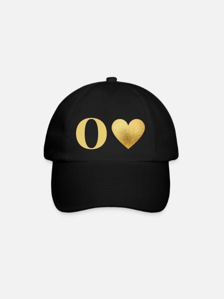 Lettre o cœur doré - Casquette classique - noir/noir