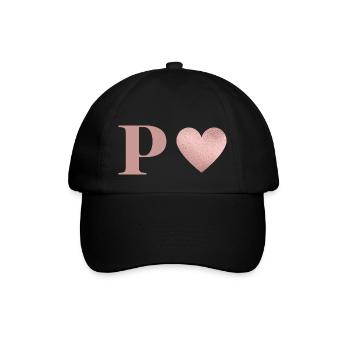 Letter p heart rose gold - Baseball Cap - black/black - Front
