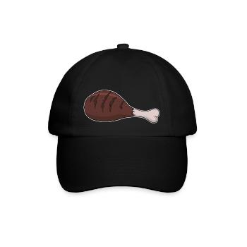 Gegrillter Chicken Wing Barbeque Grillen BBQ - Baseballkappe - Schwarz/Schwarz - Vorne