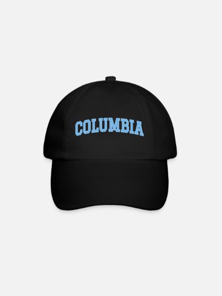 Columbia – Klassisches College-Design - Baseballkappe - Schwarz/Schwarz