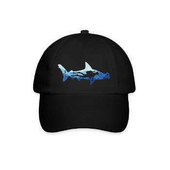 Hammerhead shark and diver - Baseball Cap - black/black - Front