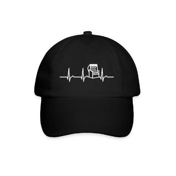 Courbe ECG - courbe cardiaque - pouls - chaise de plage - vacances - Casquette classique - noir/noir - Devant