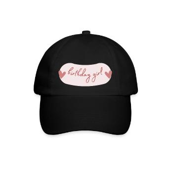 Birthday Girl lettering with hearts - Baseball Cap - black/black - Front
