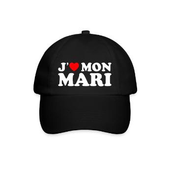J'aime Mon Mari Cadeau Femme Mariée Coeur Rouge - Casquette classique - noir/noir - Devant