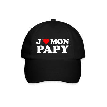 J'aime Mon Papy Cadeau Grand-père Coeur Rouge - Casquette classique - noir/noir - Devant