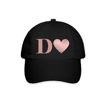 Rose gold heart letter - Baseball Cap - black/black - Front