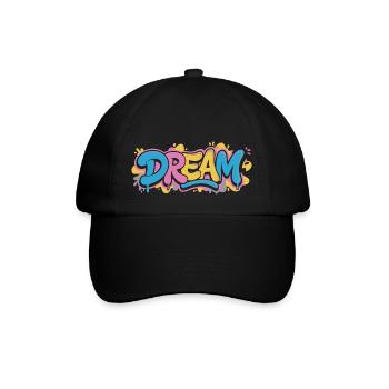 DREAM Graffiti Design voller Farbe und Motivation - Baseballkappe - Schwarz/Schwarz - Vorne