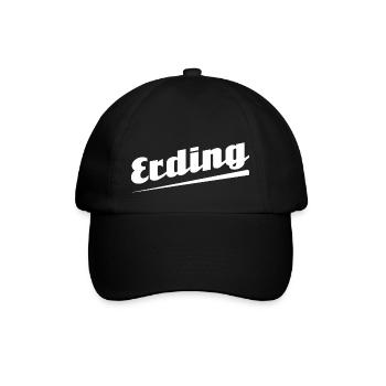 Erding - Textdesign mit Stadtnamen - Baseballkappe - Schwarz/Schwarz - Vorne