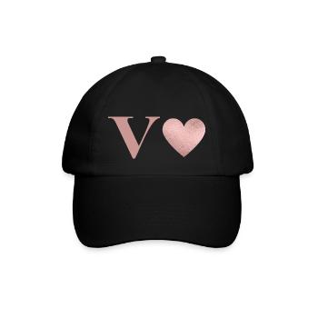 Letter V Heart Rose Gold - Baseball Cap - black/black - Front