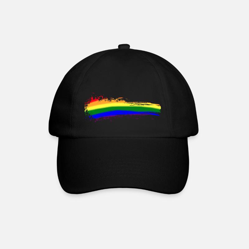 Farbstrich Bunt Regenbogen LGBTQ Zensur Symbol - Baseballkappe - Schwarz/Schwarz