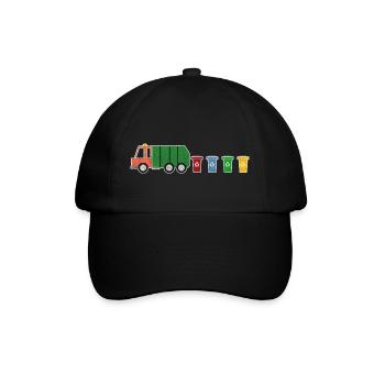Müllwagen Müllabfuhr Recycling Tonnen I Geschenk - Baseballkappe - Schwarz/Schwarz - Vorne