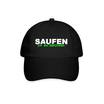 Saufen für den Weltfrieden - Baseballkappe - Schwarz/Schwarz - Vorne