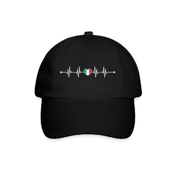 Italian Flag Heartbeat Design - Baseball Cap - black/black - Front