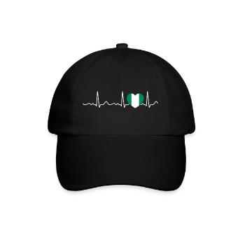 Nigeria - heartbeat, pulse, heart line, ECG - Baseball Cap - black/black - Front