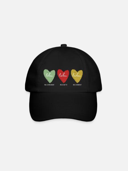 leben lieben lachen untertitel - Baseballkappe - Schwarz/Schwarz