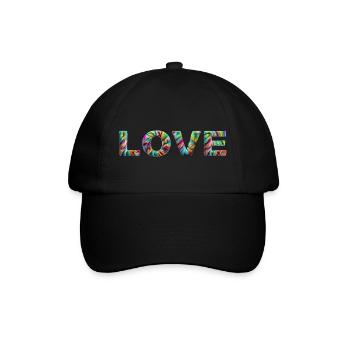 LOVE Zotteliges Fell Bunt - Baseballkappe - Schwarz/Schwarz - Vorne