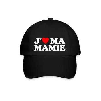 J'aime Ma Mamie Cadeau Grand-mère Coeur Rouge - Casquette classique - noir/noir - Devant