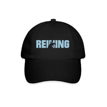 REINING! Schriftzug mit Westernreiter - Baseballkappe - Schwarz/Schwarz - Vorne