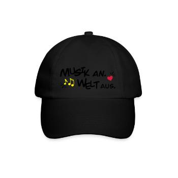 Musik an Welt aus - Baseballkappe - Schwarz/Schwarz - Vorne