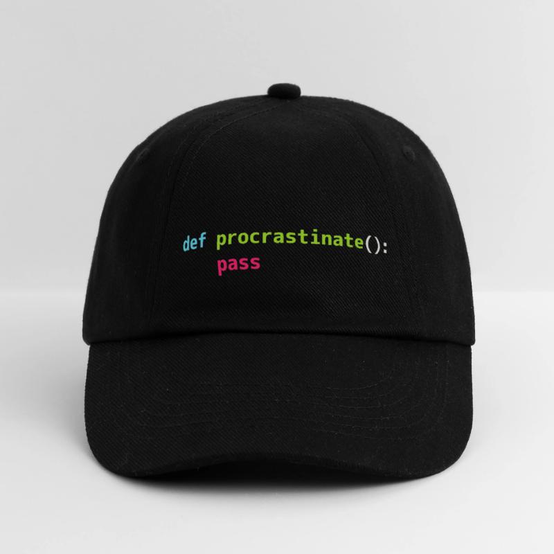 Funny Python code design def procrastinate pass Baseball Cap