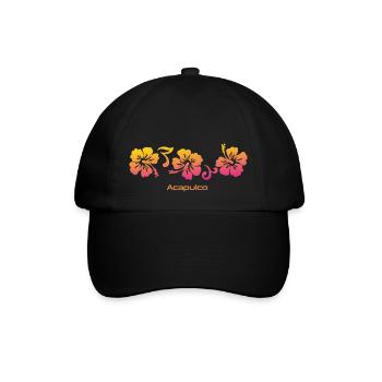 Acapulco Mexiko Hibiskus Souvenir Urlaub - Baseballkappe - Schwarz/Schwarz - Vorne