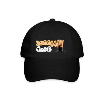 Coffee Time nur noch einen leckeren Kaffee - Baseballkappe - Schwarz/Schwarz - Vorne